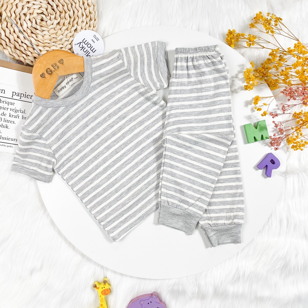 [Bé 7-27kg] BỘ TAY NGẮN QUẦN DÀI THUN LẠNH SỌC DỆT ( CÓ SIZE ĐẠI)  MINKY MOM MỀM MỊN CHO BÉ TỪ 7-32KG