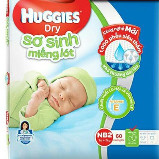 MIẾNG LÓT SƠ SINH NEWBORN 2 HUGGIES 60 MIẾNG 4-7KG