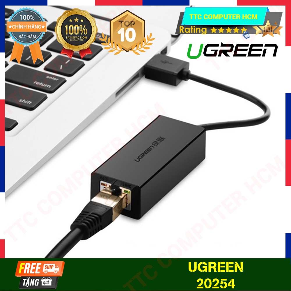 UGREEN 20254/20253 | Bộ chuyển đổi USB 2.0 sang LAN 10/100 Mbps - HÀNG CHÍNH HÃNG TTC COPUTER HCM