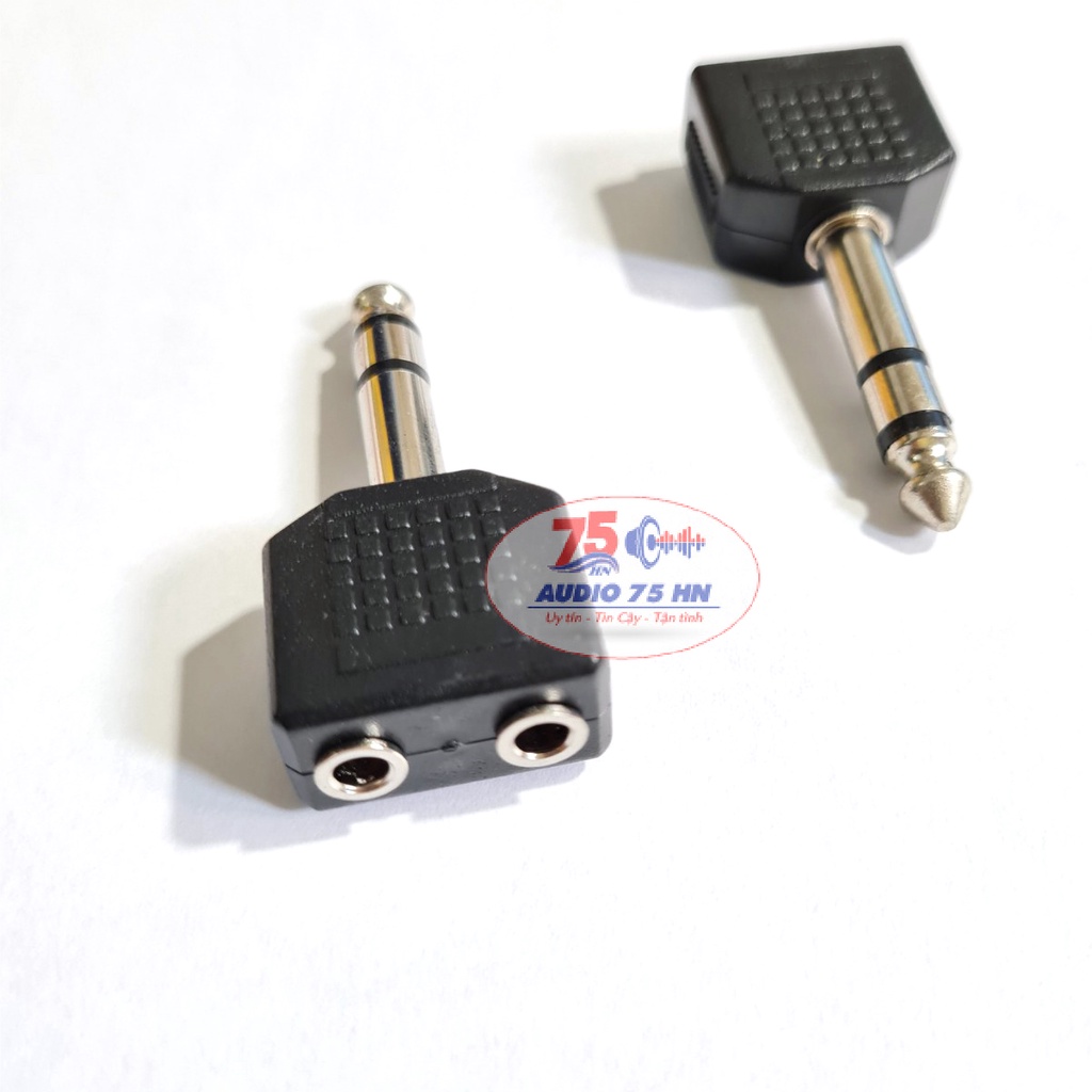 01 Đầu Jack Chuyển 6.5 Sang 2 đầu 3.5 ly. 6.5mm ra 2 đầu 3.5mm