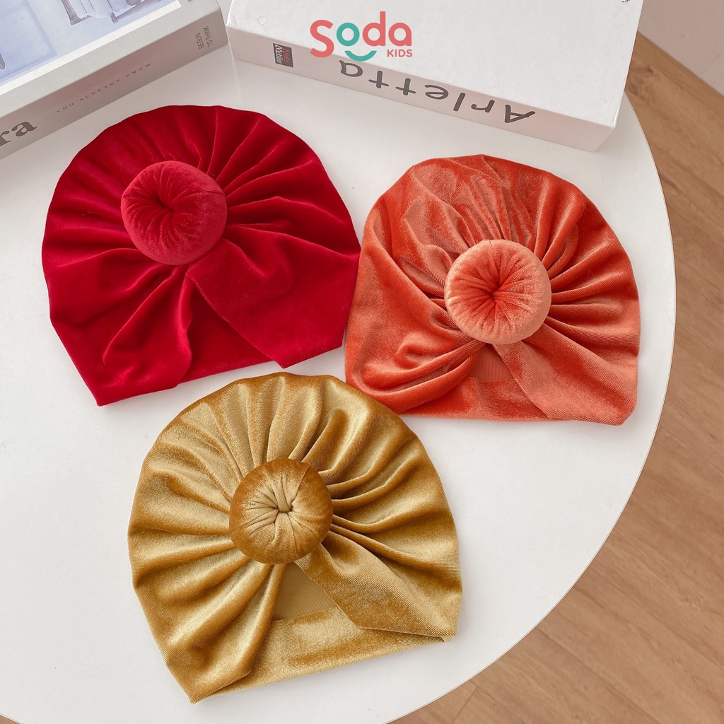 Băng đô mũ nhung củ tỏi 3 màu dành cho bé gái (Ảnh thật)