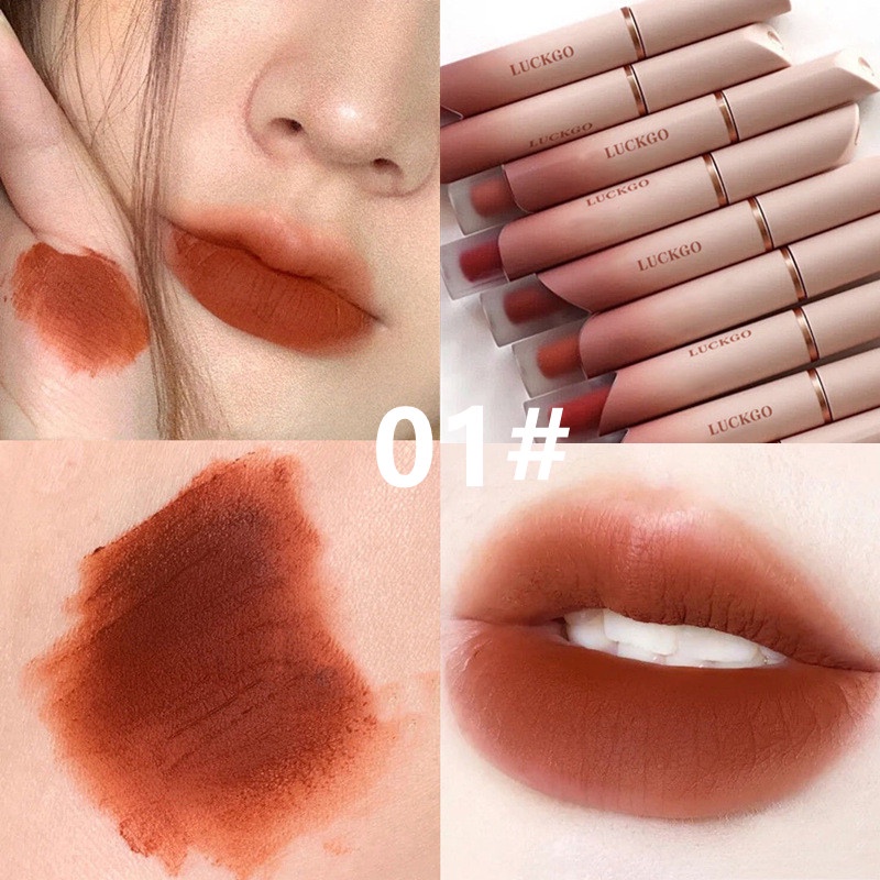 Son Môi Luckgo Cho Màu Nhung Lì Lâu Trôi Kháng Nước Mềm Mại Hiệu