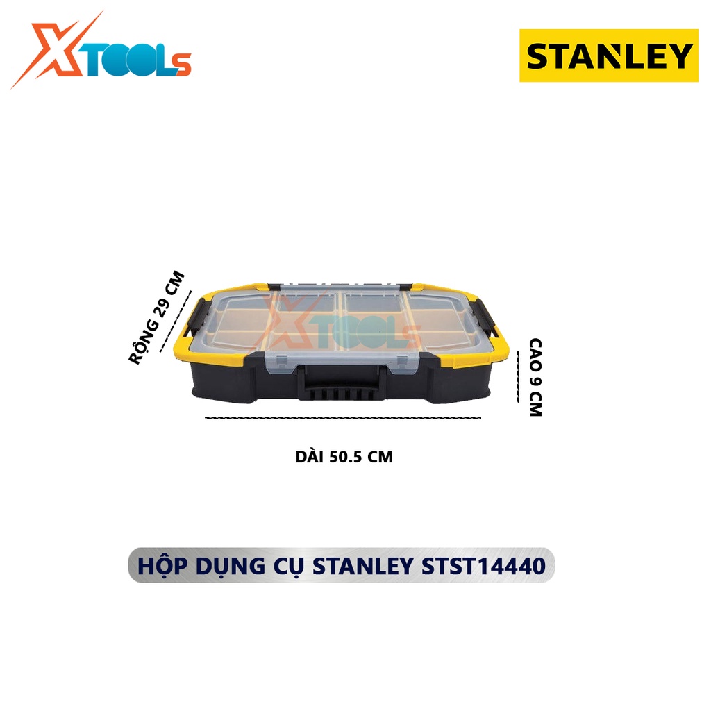 Hộp nhựa đựng dụng cụ Stanley STST14440, kích thước 19'', nắp có khoá chốt, các ngăn có thể tháo lắp tuỳ ý, có quai cầm