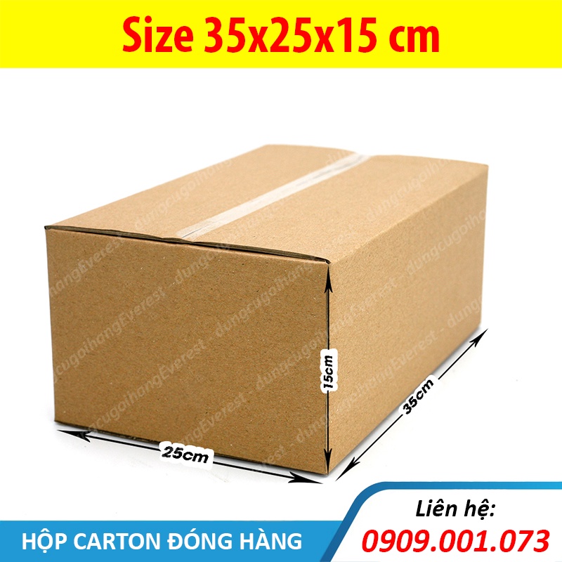 Hộp giấy size 35x25x15 cm, thùng carton gói hàng Everest