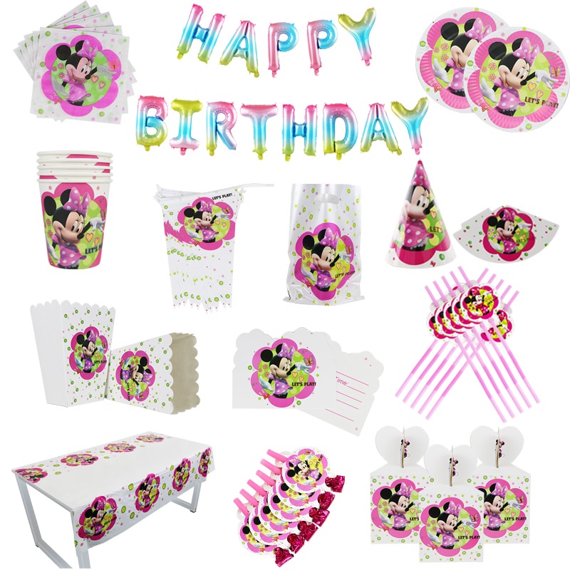 Bộ Dụng Cụ Ăn Uống Họa Tiết Chuột Minnie Hoạt Hình Trang Trí Tiệc Sinh Nhật