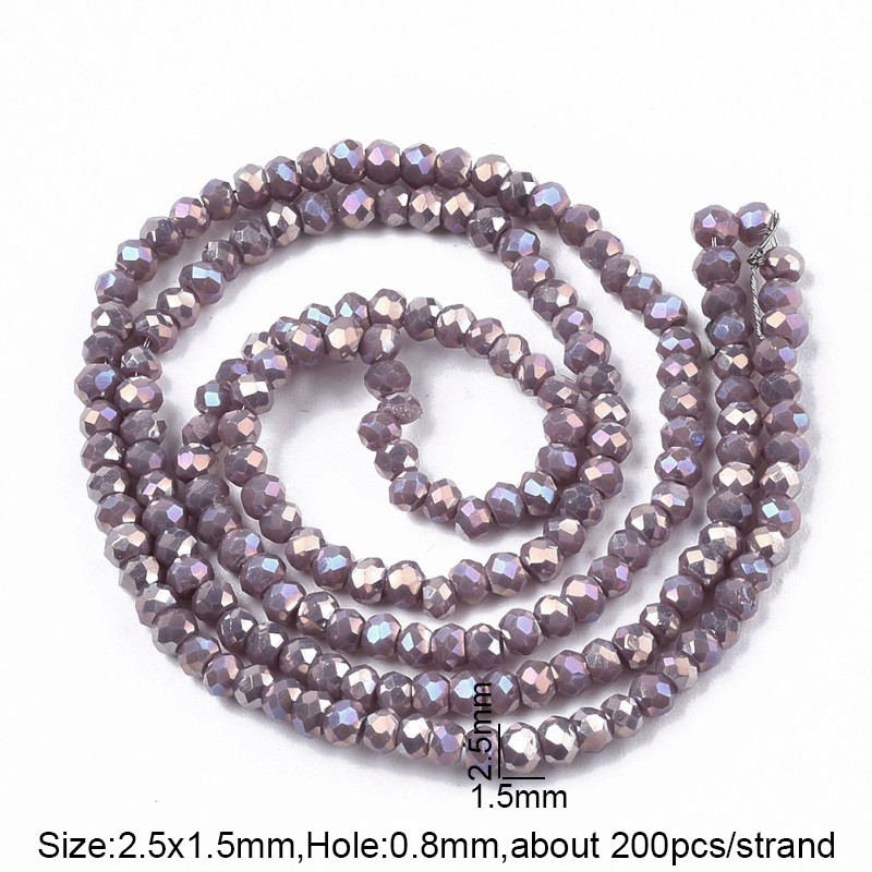 Set 200 Hạt Thủy Tinh Màu Xanh Dương Nhạt 2.5x1.5mm Lỗ: 0.8mm Khoảng 200 Cái / Sủa 12.2inches