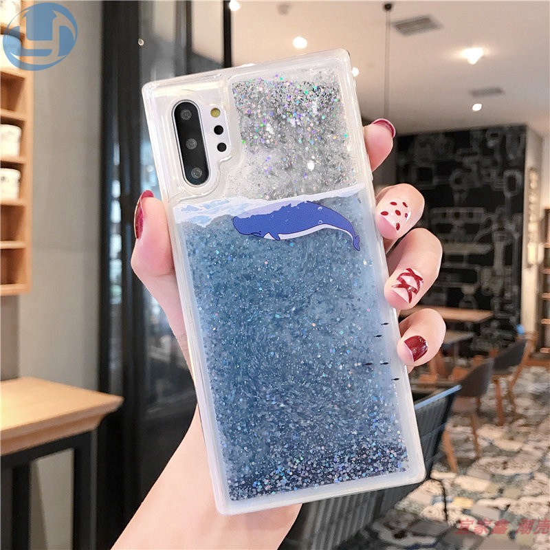 Ốp Lưng Kim Tuyến Nước Chống Sốc Hình Cá Heo / Cá Voi Cho Samsung Note 8 / 9 / 10 Pro / A10 / A20 / A30 / A50 / A30S / A50S / A40 / A60 / A70 / A10S / A20S / A7 / A8 / A9 2018