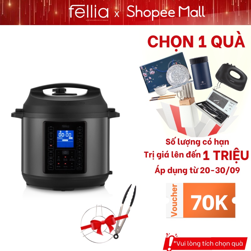 Nồi áp suất điện đa năng Fellia P208-6L-14 tính năng- có chế độ khử khuẩn-tự động xả van an toàn