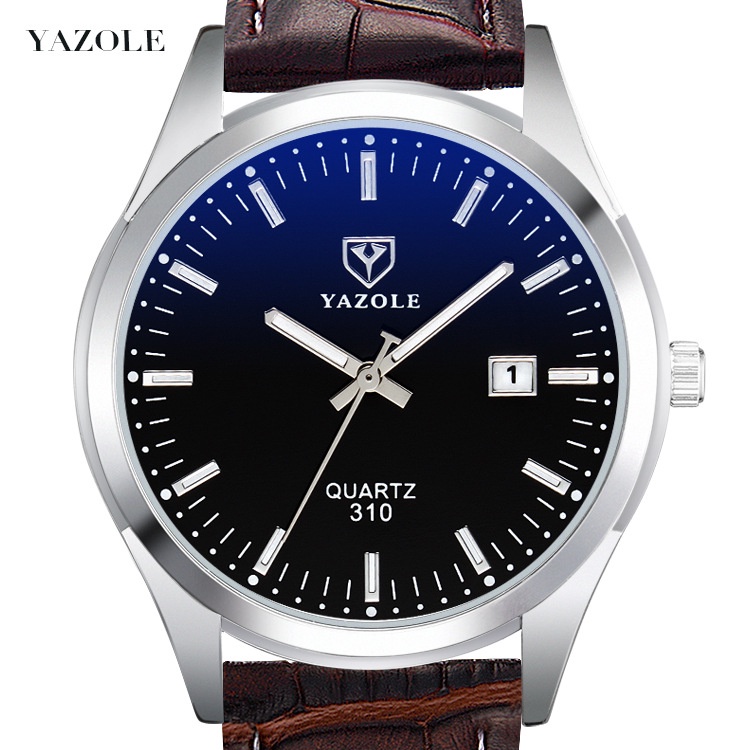 Đồng hồ nam chính hãng dây da cao cấp YAZOLE Y310 có lịch đẹp viền thép không gỉ | BigBuy360 - bigbuy360.vn