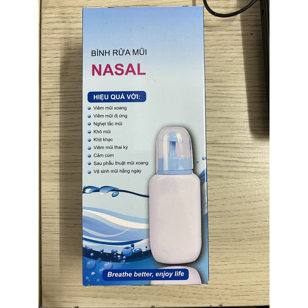 Bình Rửa Mũi Cho Bé Nasal 240ml +5 Gói Muối Rửa Mũi Xoang,Làm Sạch An Toàn Khi Sử Dụng