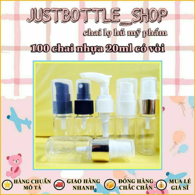 100 CHAI CHIẾT MỸ PHẨM 20ml/30ml CÓ VÒI NHẤN XỊT🍀VỎ CHAI NHỰA PET giá sỉ 🍀 LỌ NHỰA TRONG SUỐT NHỎ du lịch mini giá rẻ