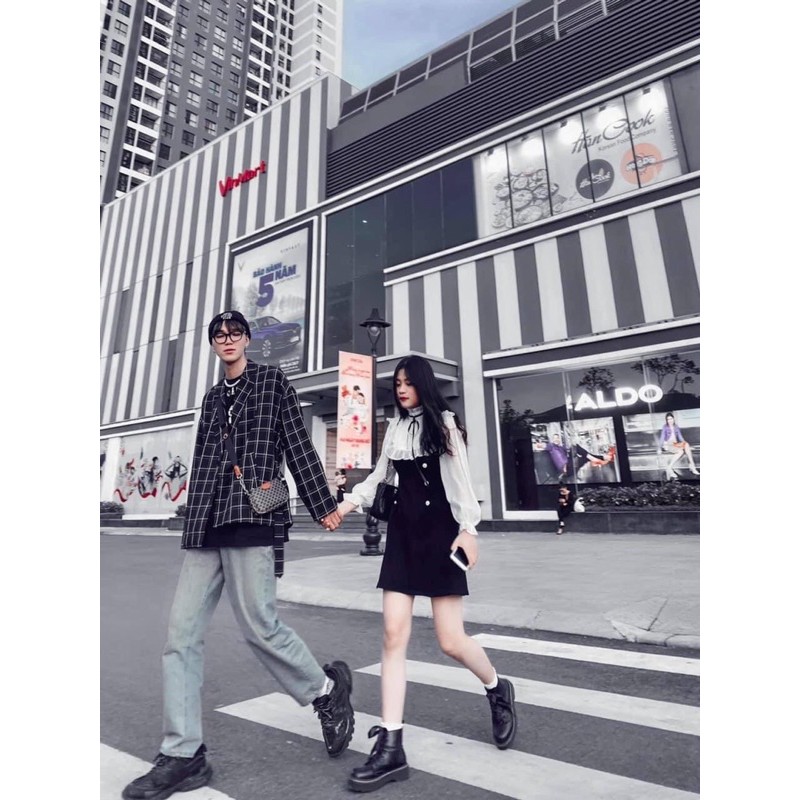 Đầm nữ thiết kế phối tay voan trắng cổ nơ⚡️Ảnh thật | BigBuy360 - bigbuy360.vn