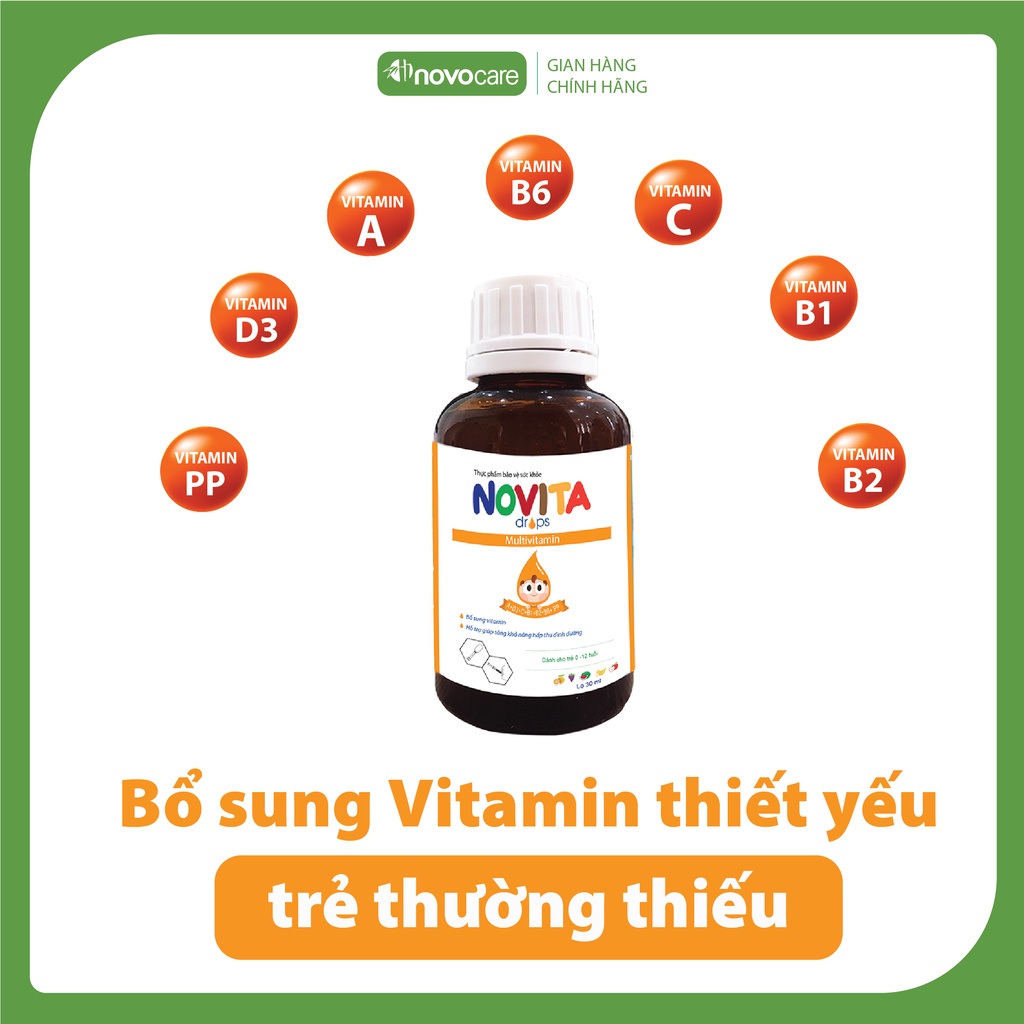 Vitamin Thiết Yếu Novita Cho Bé Kích Thích Ăn Ngon, Hỗ Trợ Tăng Cường Hấp Thu Dinh Dưỡng 20-30ML