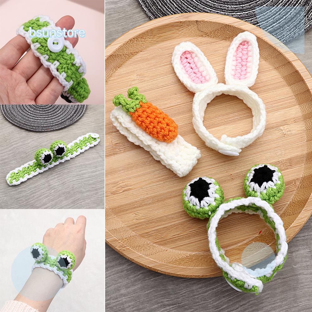 Vòng tay đan len hình thỏ / cà rốt / ếch dễ thương sáng tạo cho bé gái