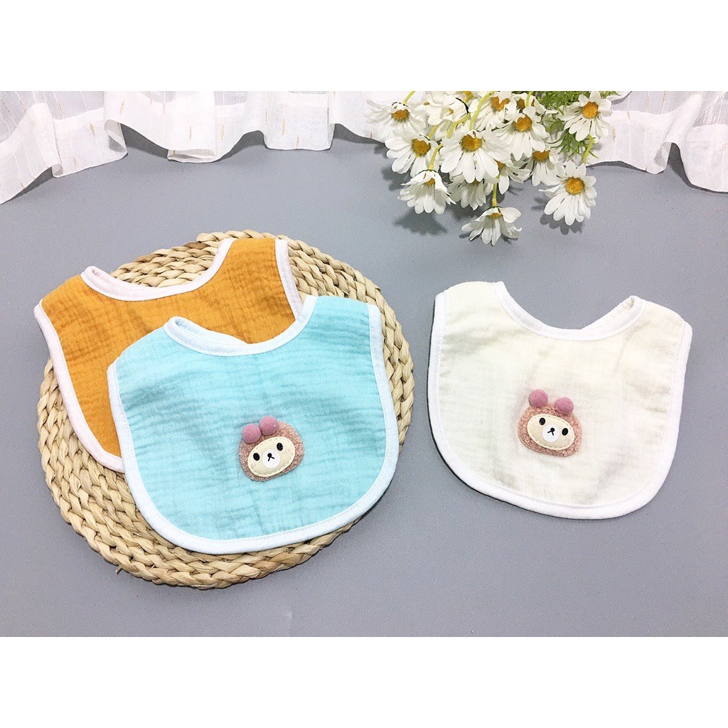 Set 3 Yếm Xô Sợi Tre 4 Lớp 2 Mặt Wooyi, Yếm Ăn Dặm Cho Bé Chất Liệu Cotton Sợi Tre Chống Thấm Mềm Mịn