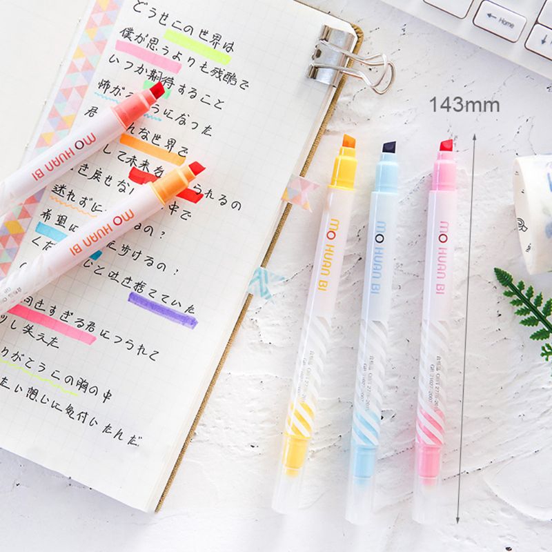 love*12Pcs Double-end Highlighter Pen Markers Pastel Liquid Chalk Marker Highlighters For School