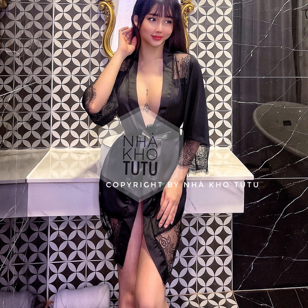 GIÁ PHÁ ĐẢO - Áo choàng ngủ satin lụa mix ren xịn xò S008 (KHÔNG KÈM NỘI Y) | BigBuy360 - bigbuy360.vn