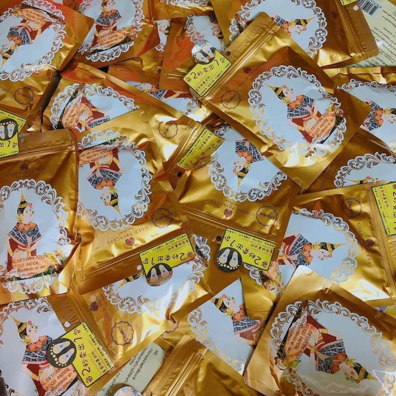 Miếng dán thải độc bàn chân Gold Princess Thái Lan Màu Vàng Truyền Thống