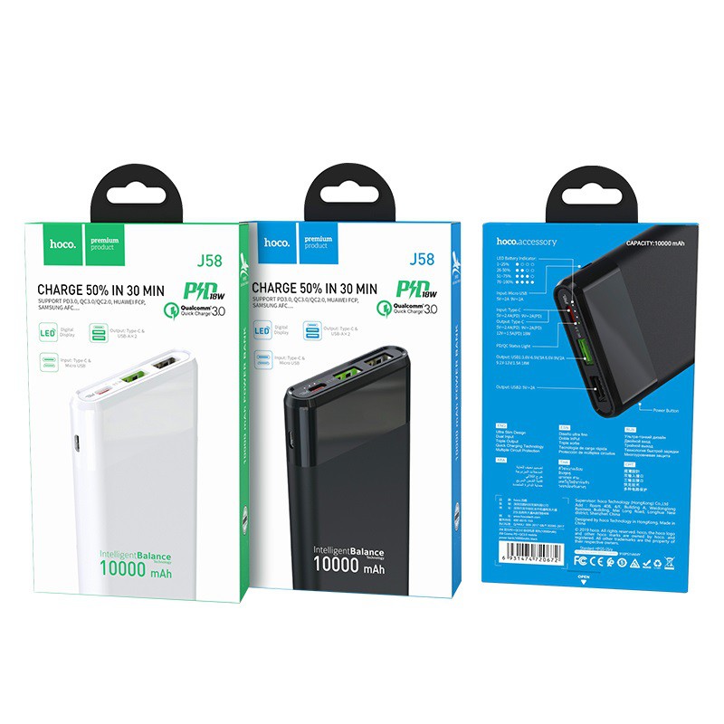 [Mã SKAMSALE03 giảm 10% đơn 200k] PIN DỰ PHÒNG J58 10000mAh USB và đầu ra Type-C cho PD3.0 QC3.0