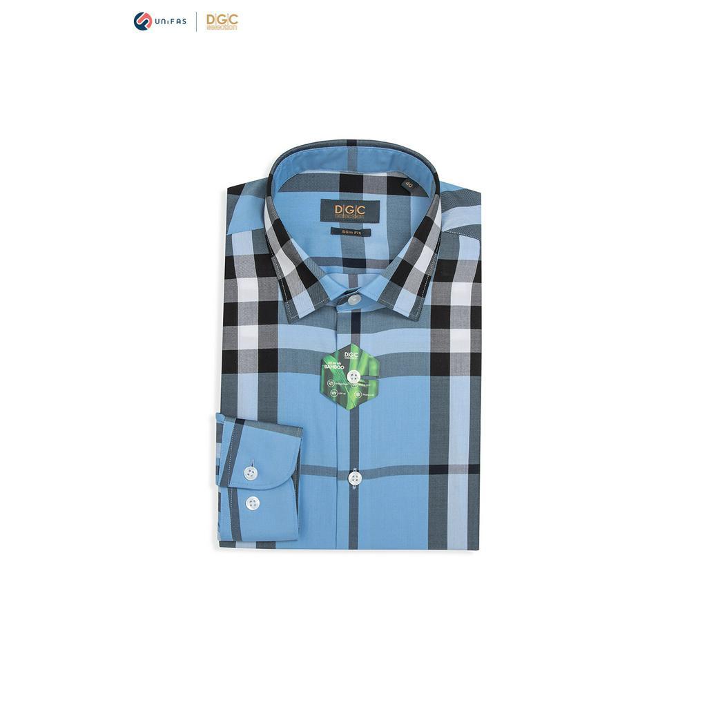 Áo sơ mi dài tay DGC - SASDBC23M kẻ caro chất liệu sợi tre có khả năng kháng khuẩn, kháng tia UV, thoáng mát, mềm nhẹ