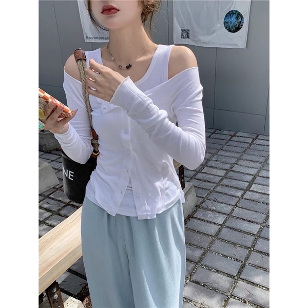 Áo thun nữ tay dài có lót áo 3 lỗ bên trong, áo kiểu kín đáo xin xắn không hở, thun thoáng mát - clothing for girl