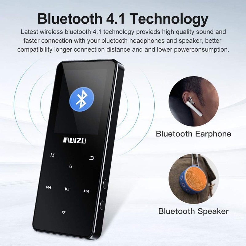 Máy Nghe Nhạc MP3 Lossless Bluetooth 5.1 Ruizu D51 Bộ Nhớ Trong 8GB - Hàng Chính Hãng, (Có Loa Ngoài)