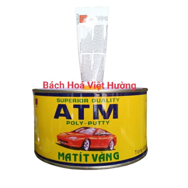 Bột bả ma tít vàng ATM nhập khẩu Thái Lan hộp 1kg kèm phụ gia (Chính hãng) - Bột bả sắt ô tô, kim loại