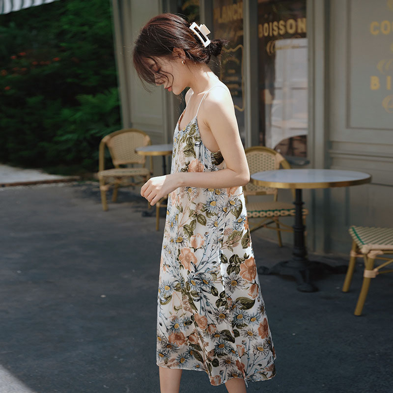 Đầm không tay Họa Tiết Hoa Retro Thời Trang Quyến Rũ