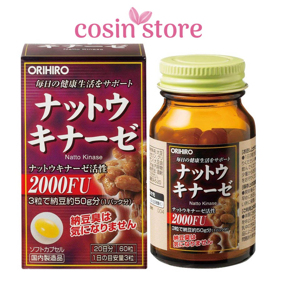 Viên Uống Orihiro Natto kinase Hỗ Trợ Ngăn Ngừa Tai Biến Nattokinase 60 viên của Nhật