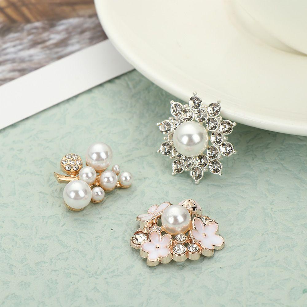 ❀SIMPLE❀ 5PCS Apparel Sewing|Buttons Flower-shaped Headwear Accessories Pearl Button DIY Craft Sparkling Hat Accessories|Pearl Hairpins