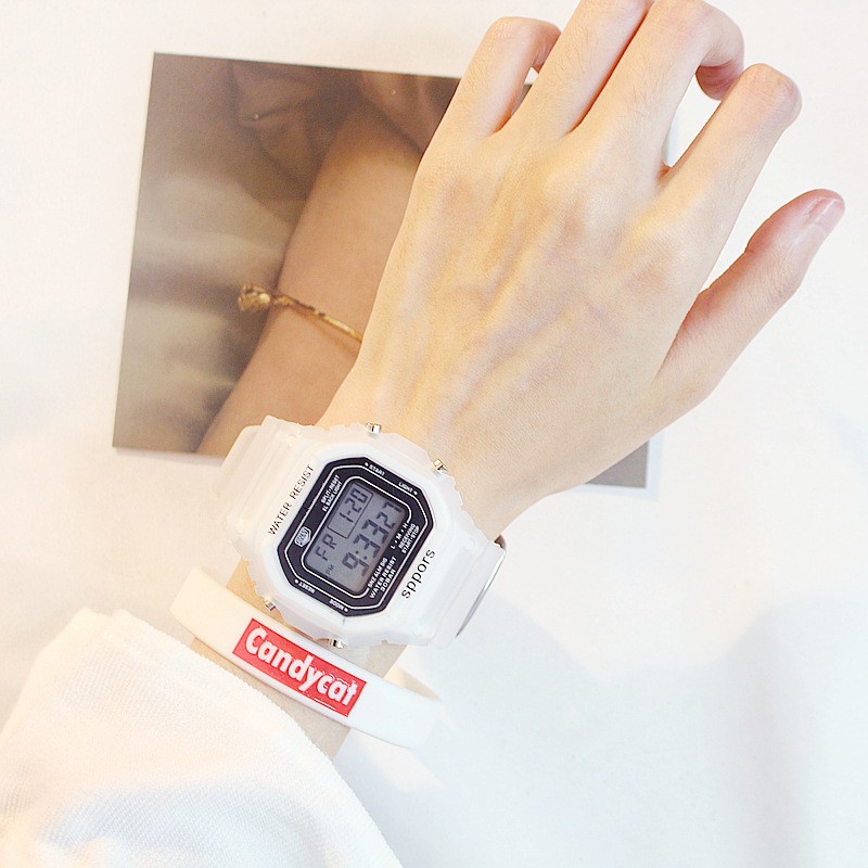 Đồng hồ thể thao nữ SPORT mặt chữ nhật dây cao su size 36x32mm