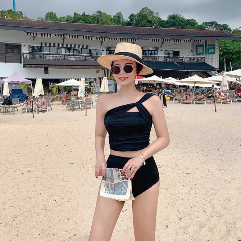 Bikini 2 mảnh đồ bơi đi biển LUHAZO hở lưng liền thân kín đáo sexy phong cách Hàn Quốc nâng ngực có gọng 2538 F-6