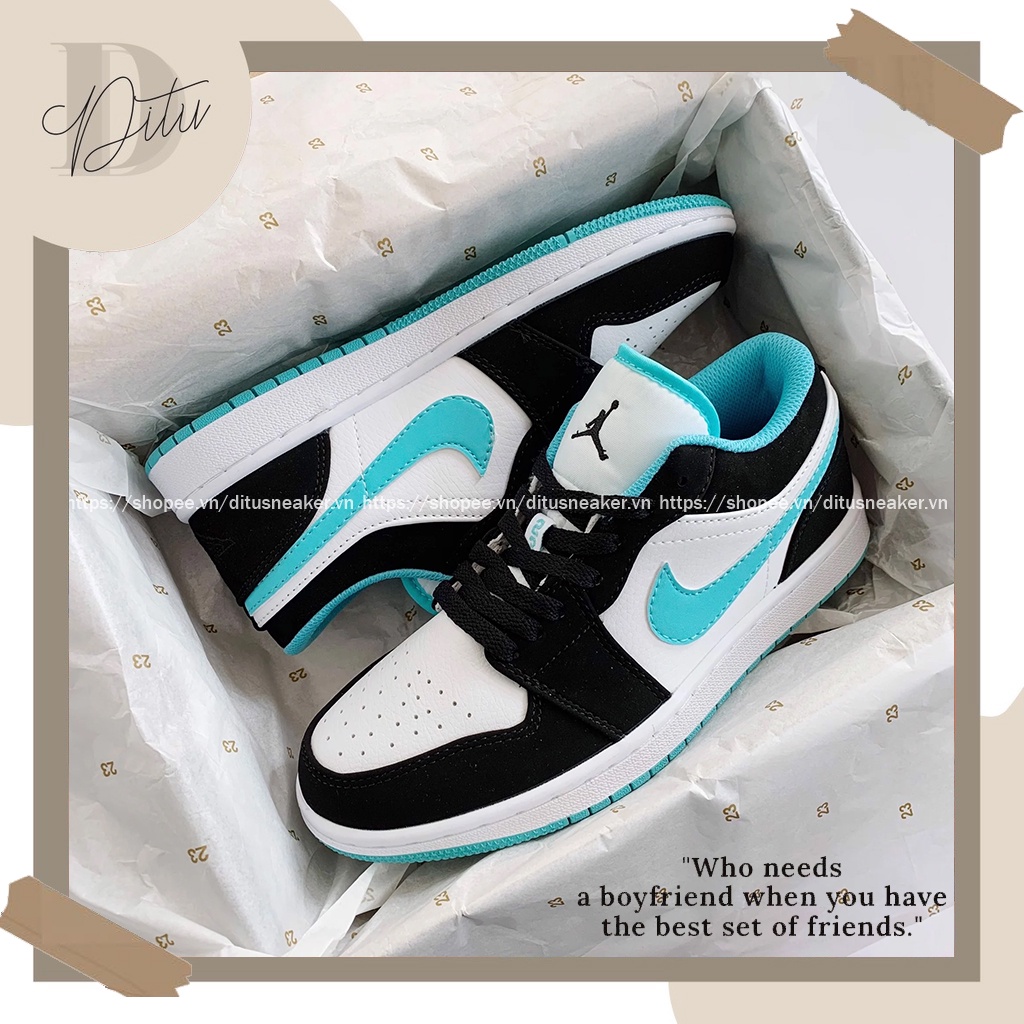 Giày Jordan Cổ Thấp Thể Thao Nam Nữ, Giày JD1 Thời Trang Low Xanh Ngọc Hàng Đẹp Full Box