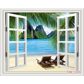 Tranh dán tường cao cấp cửa sổ 3D 02