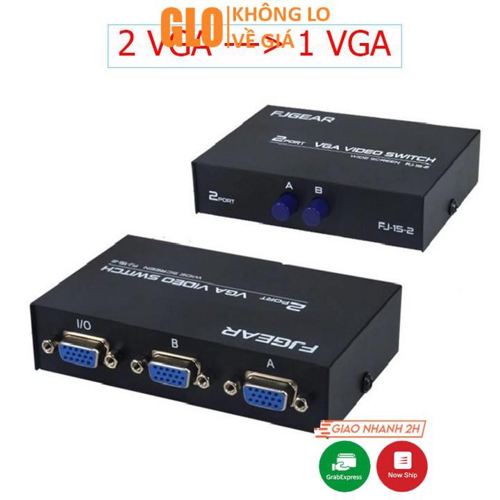 Bộ Hub Chia VGA 2 CPU Ra 1 Màn Hình FJGEAR FJ-15-2C (2 Port VGA Video Switch)