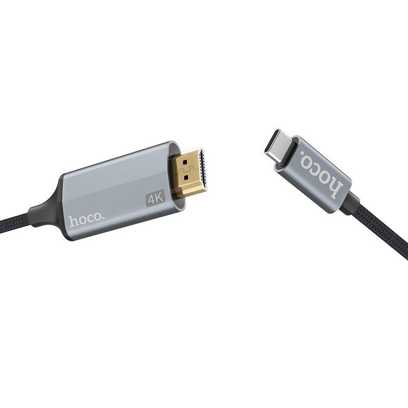 Cáp chuyển đổi TypeC sang HDMI Hoco UA13 vỏ hợp kim nhôm, hỗ trợ 4K, dài 1.8M (Xám) - Nhất Tín Computer