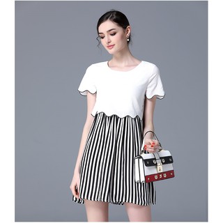 Dress94-đầm sọc phối màu trẻ trung s-6xl