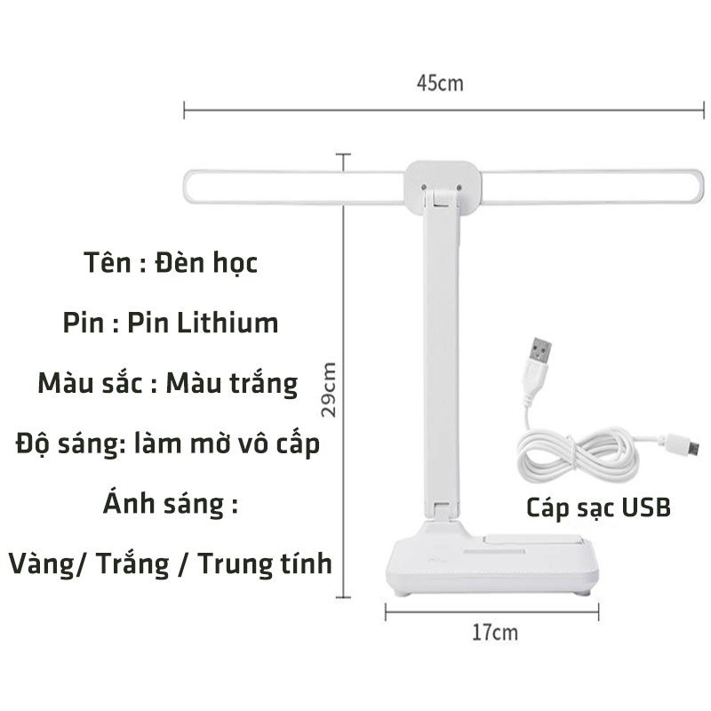 Đèn Học Để Bàn Led Tích Điện Chống Cận Thị Đọc Sách Làm Việc ĐÈN NAMI