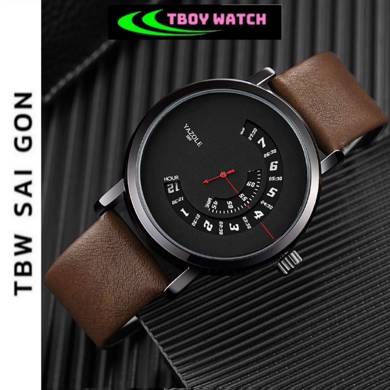 Đồng hồ nam dây da chính hãng Yazole thời trang giá rẻ -D12
