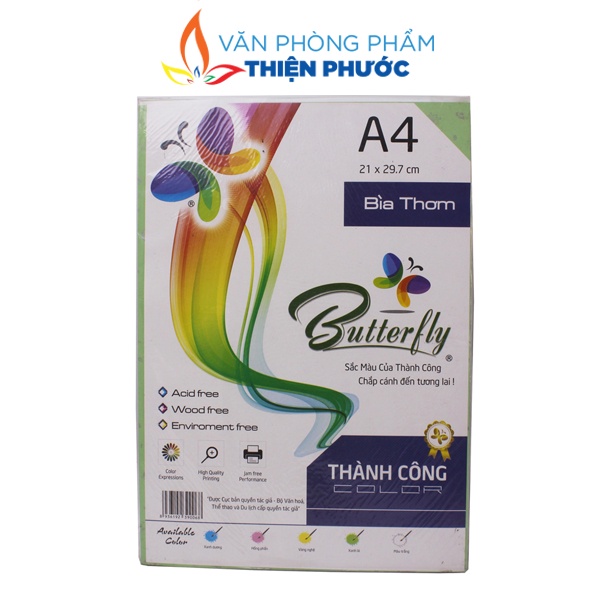 Bìa Thái A4 thơm cứng dày 180gsm 100 tờ - Bìa lót tài liệu THIỆN PHƯỚC