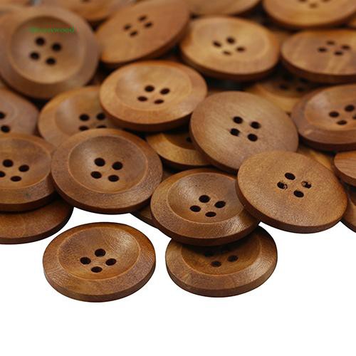50 nút gỗ tròn 25mm 4 lỗ tự khâu trang trí sách kỉ niệm