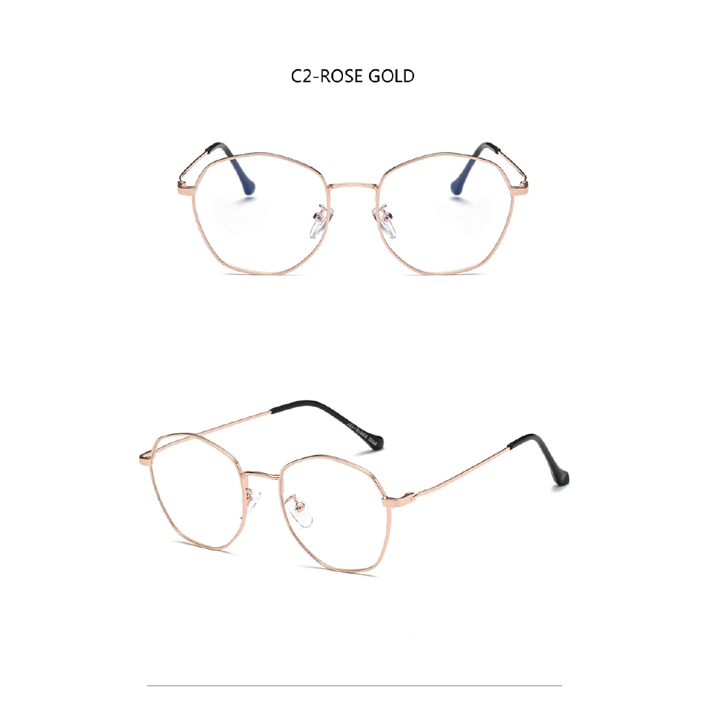 Kính mắt kim loại hình đa giác thời trang retro