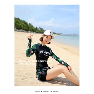 Đồ bơi dài tay nữ short hoa