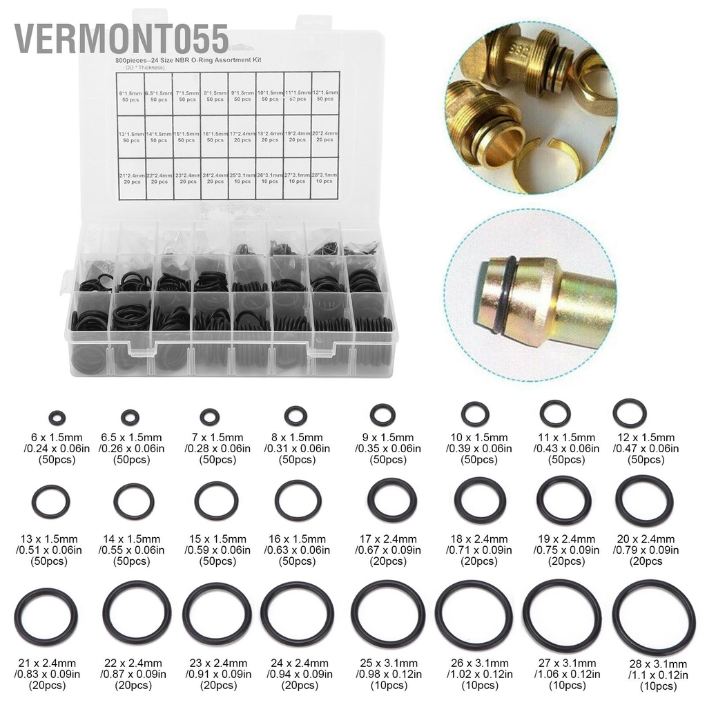 Vermont055 800 cái O-Ring Loại Vòng đệm cao su Nitrile Gioăng cho Máy công cụ Ô tô móc nông nghiệp
