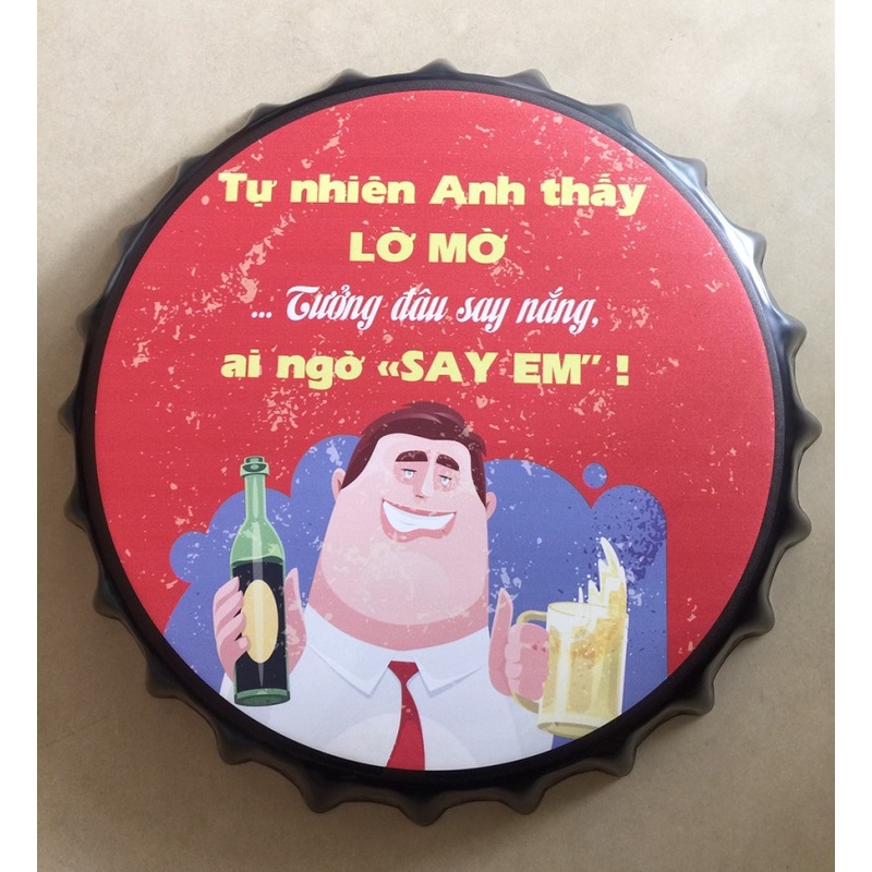 (SIÊU SỈ, ĐK 35cm) Nắp chai bia decor trang trí tường quán beer club, quán nhậu phiên bản Việt Nam độc lạ