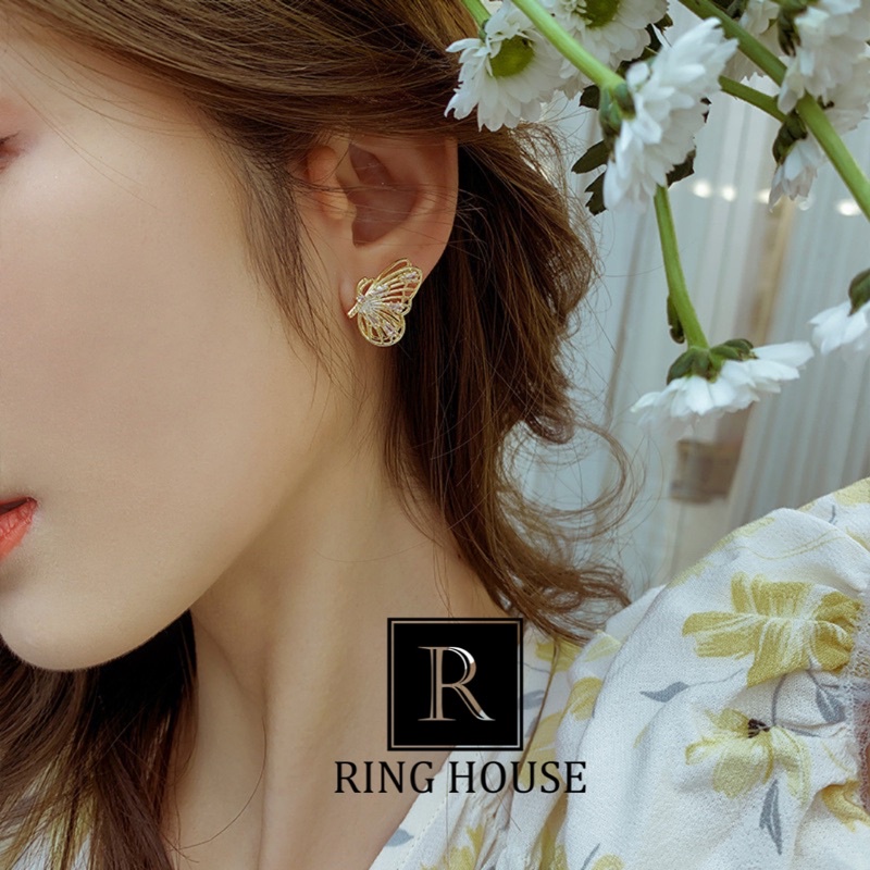 E19 Khuyên Tai Bông Tai Nữ Cánh Bướm Đẹp Ring House
