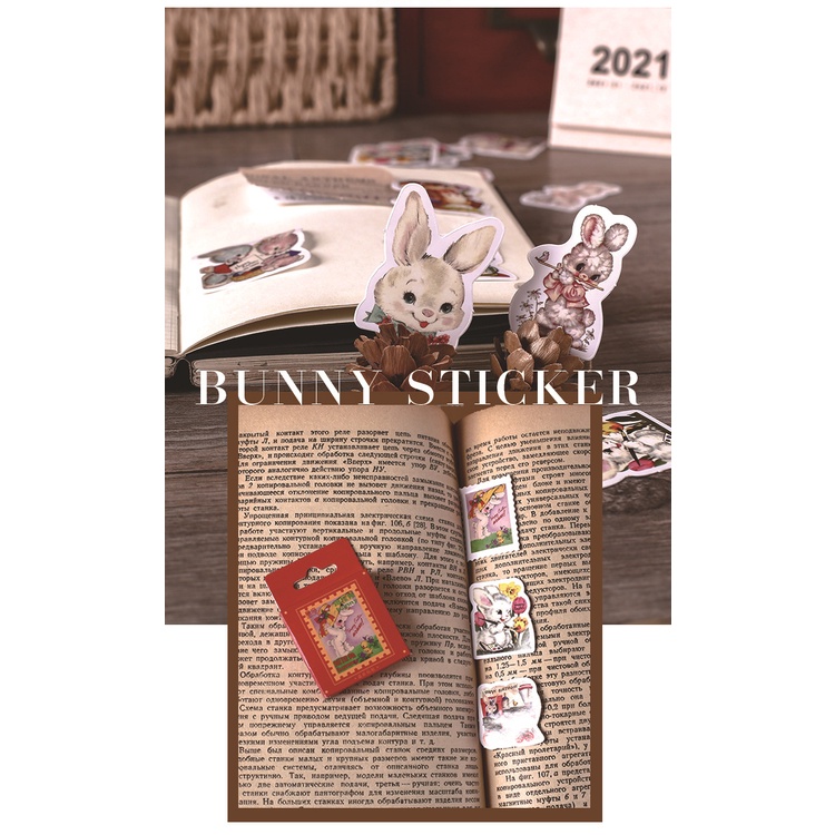 Sticker hộp 46 miếng dán - Chú Thỏ Cổ Tích - Hộp nhãn dán trang trí sổ tay bullet journal - M519