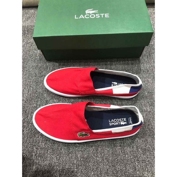 giày lười vải nam nữ đế bệt miệng rộng vải mềm lacoste