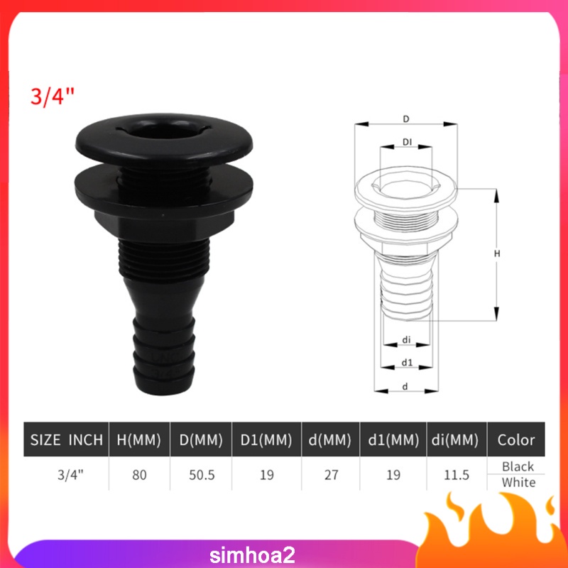 Đầu Nối Ống Bơm Thay Thế Màu Đen 3 / 4 '' Cho Tàu Thuyền | BigBuy360 - bigbuy360.vn