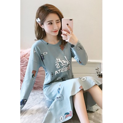 Váy ngủ thu đông cute, dáng rộng đuôi cá chất mịn cho các nàng mặc ở nhà rất thoải mái lại đáng yêu